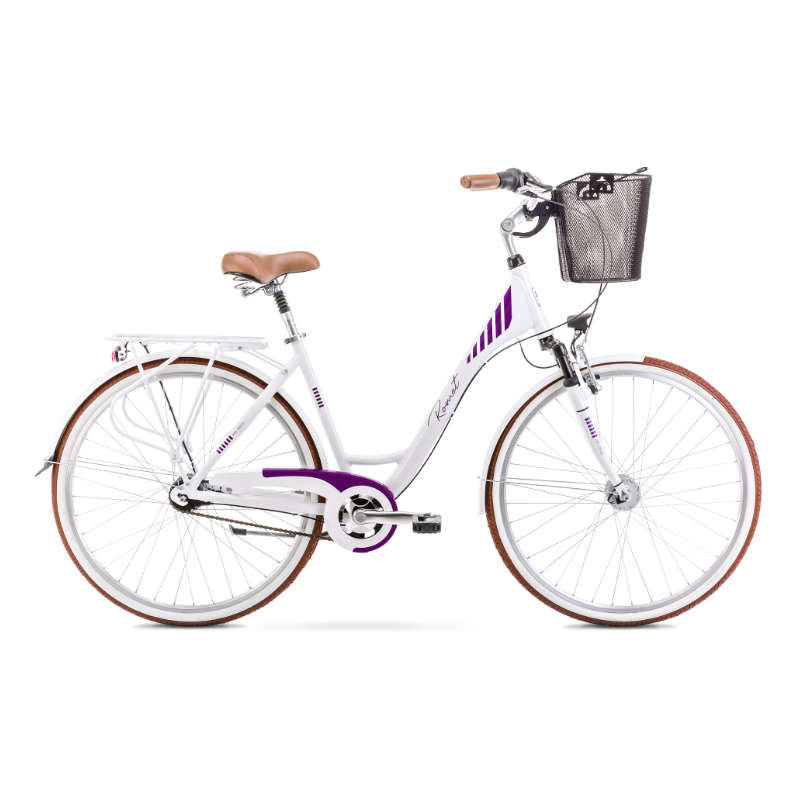 Rower Miejski Romet Art Deco 7 2021 Biały Fioletowy