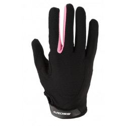 rękawiczki rowerowe damskie Kross flow femi line czarno różowe