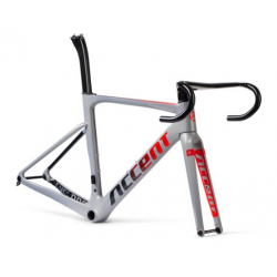 Rama szosowa ACCENT Cyclone Carbon Disc racing grey (rama, widelec, kierownica, stery, wspornik siodła)142x12mm 100x12mm