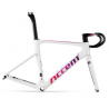 Rama szosowa ACCENT Cyclone Carbon Disc biały / różowy  (rama, widelec, kierownica, stery, wspornik siodła)142x12mm 100x12mm