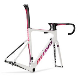 Rama szosowa ACCENT Cyclone Carbon Disc biały / różowy  (rama, widelec, kierownica, stery, wspornik siodła)142x12mm 100x12mm