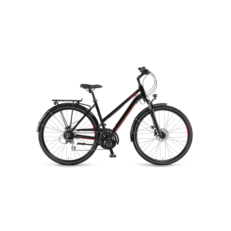 Rower trekkingowy WINORA Domingo 24Disc Mid czarny / czerwony 2021