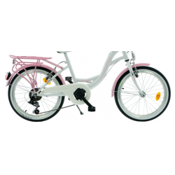 Rower dziecięcy KANDS DIANA 6 SPEED biały / różowy połysk