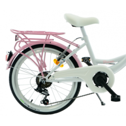 Rower dziecięcy KANDS DIANA 6 SPEED biały / różowy połysk