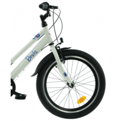 Rower dziecięcy KANDS DORIS biały / niebieski połysk 2024 (białe siodełko)